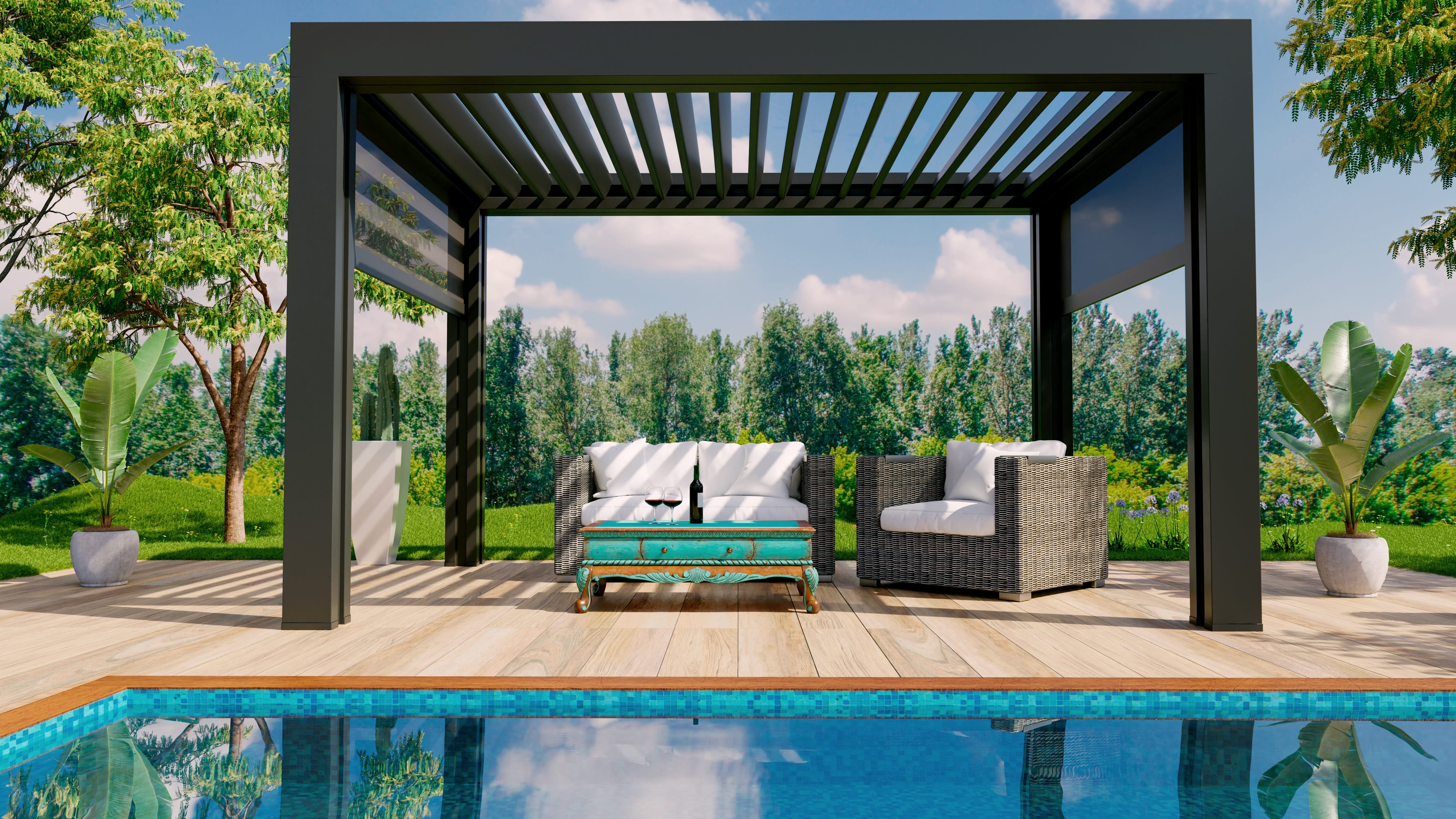 Pergola avec store